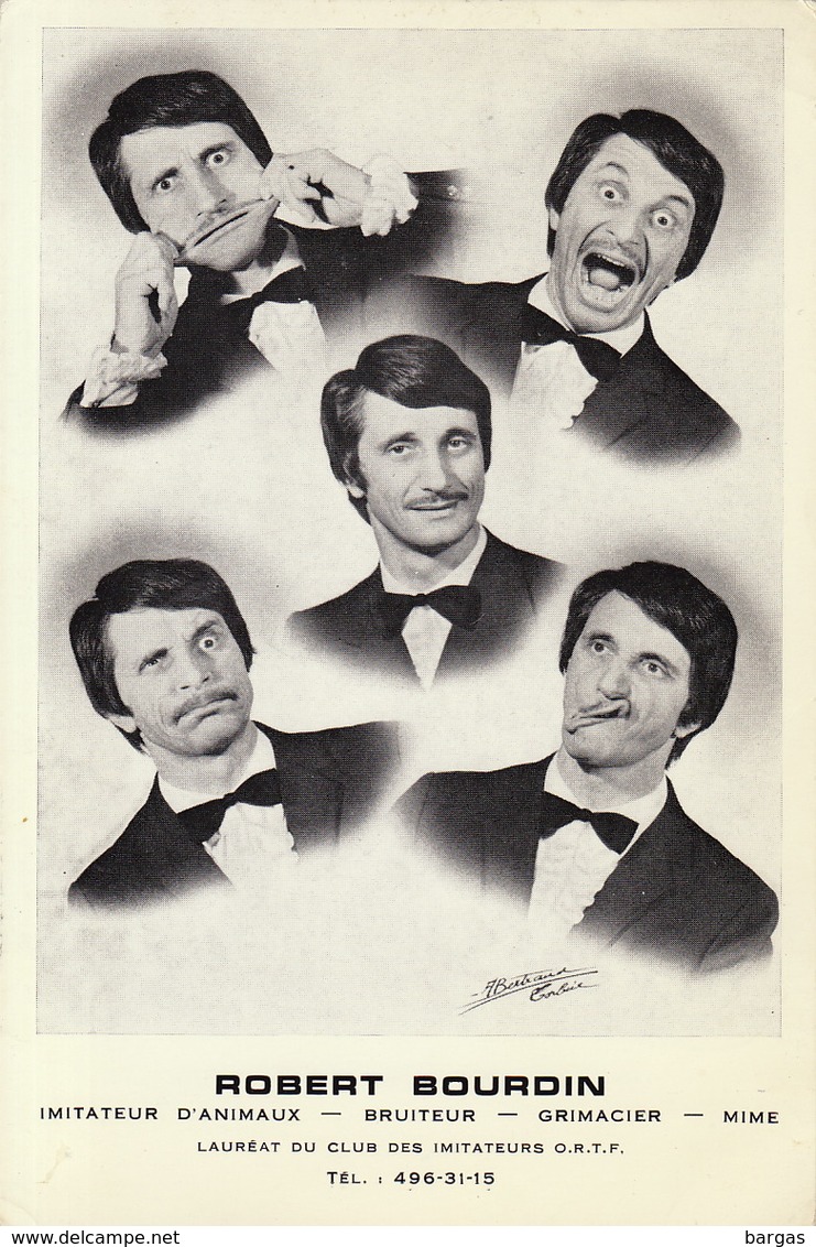 Carte Publicité Artiste Mime Imitateur Robert Bourdin Corbeil Essone - Programme