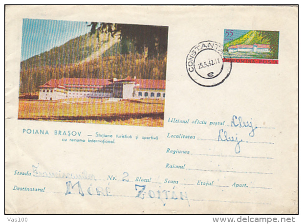 TOURISM, POIANA BRASOV MOUNTAIN RESORT, SPORT HOTEL, COVER STATIONERY, ENTIER POSTAL, 1962, ROMANIA - Hotel- & Gaststättengewerbe