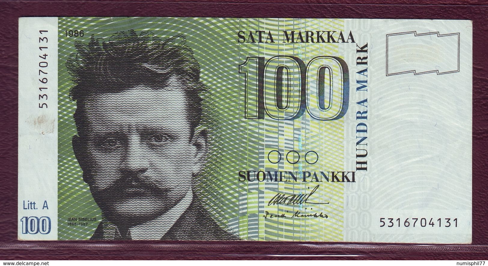 FINLANDE - 100 MARKKAA Jean Sibelius - 1986 - P.115 - Finlande