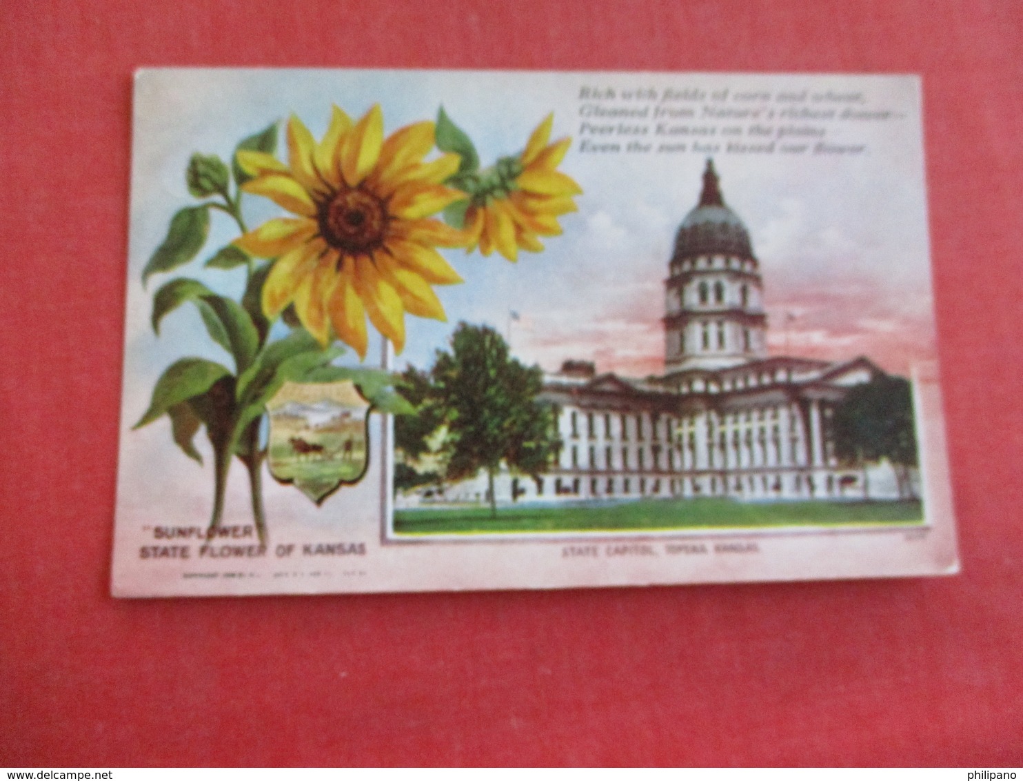 State Capitol & Flower--Kansas > Topeka>  Ref 2833 - Topeka