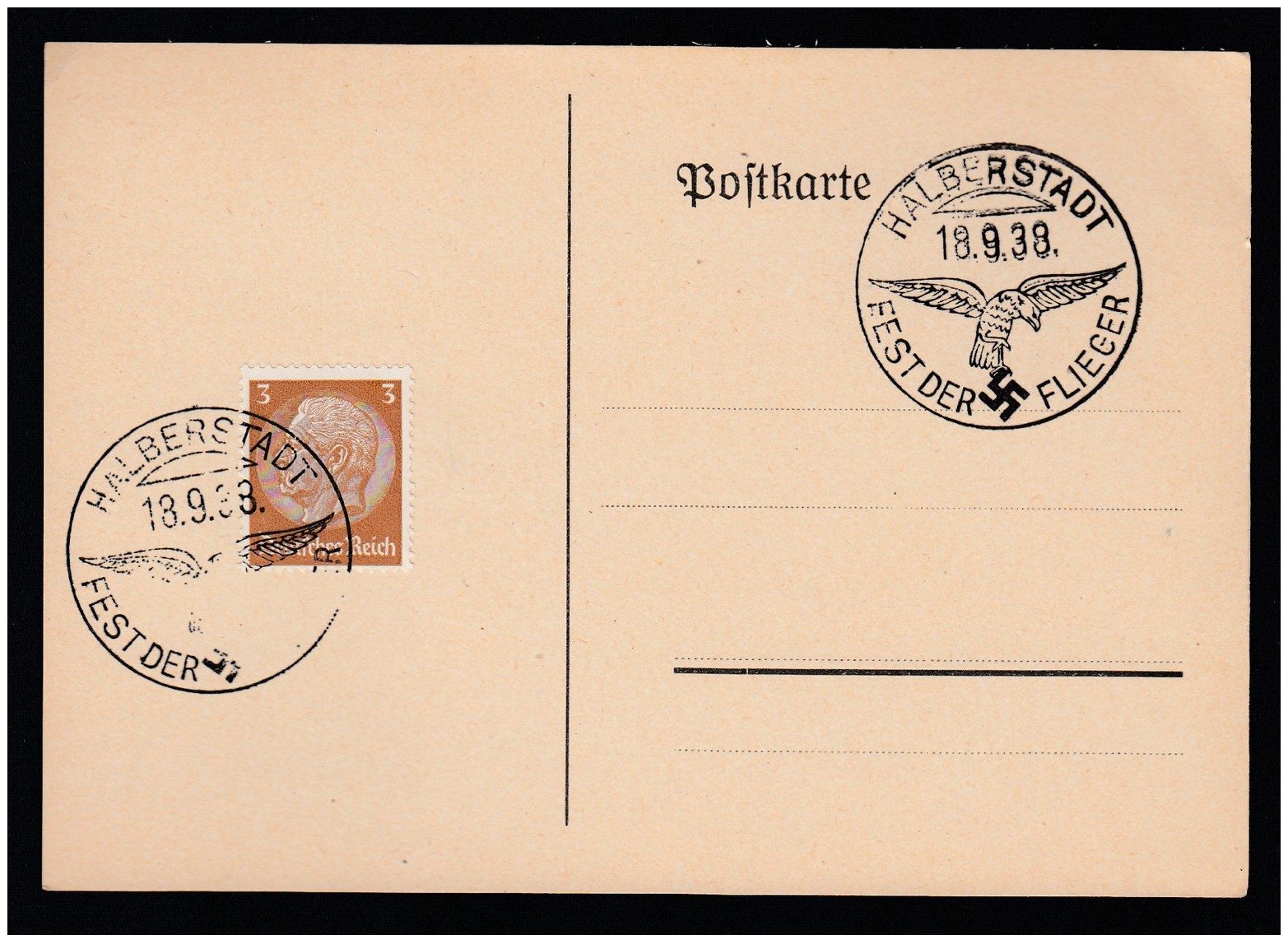DR Postkarte Sonderstempel 1938 Halberstadt Ungelaufen K1028 - Maschinenstempel (EMA)
