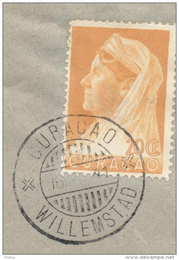 Curacao - 1941 - 20c Wilhelmina Met Sluier Op Censored 1e KLM Lijnvlucht Willemstad - Kingston / Jamaica - Curaçao, Nederlandse Antillen, Aruba