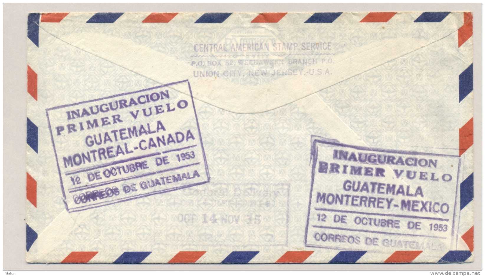 Guatemala / Curacao / Mexico / Canada - 1953 - 3 Special flight cancels on 1 cover...