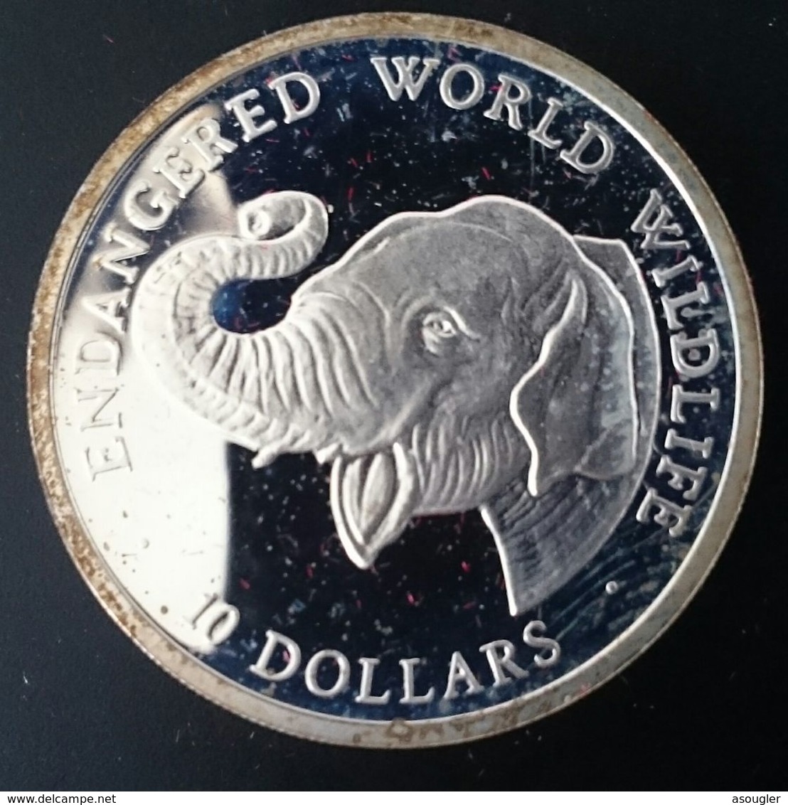 COOK ISLANDS 10 DOLLARS 1990 SILVER PROOF "Endangered World Wildlife" (free Shipping Via Registered Air Mail) - Cook