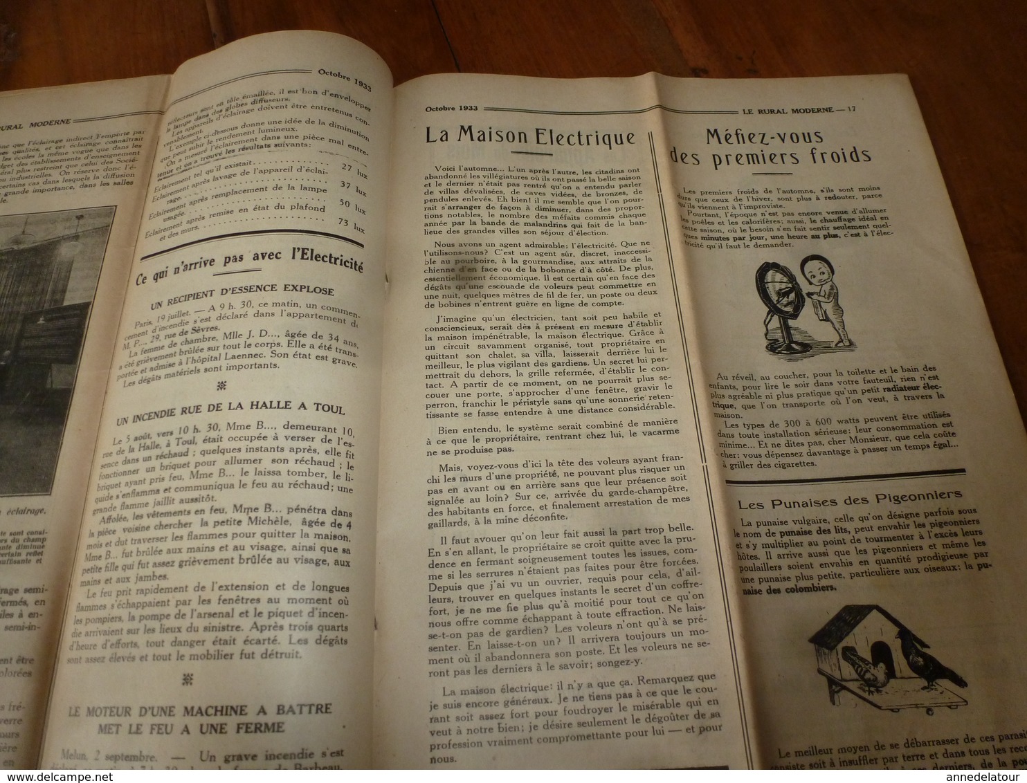 1933  LE RURAL MODERNE :Conserver les fruits; Les asperges; L'eau potable dans les hameaux;Les bons conseils;etc