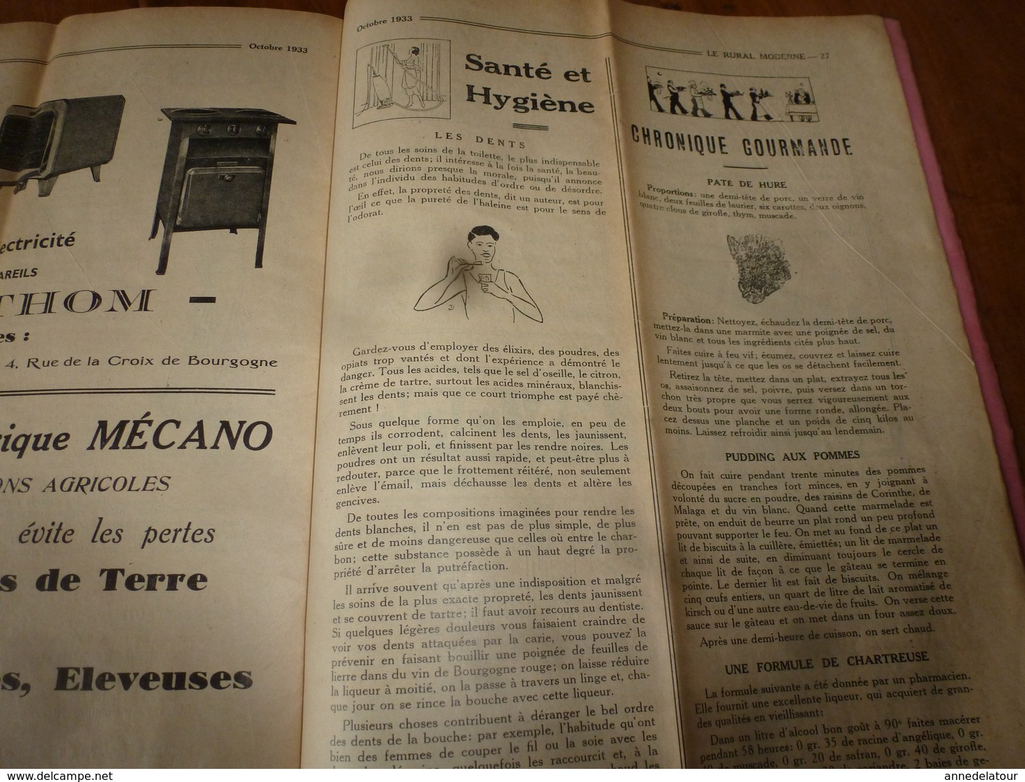 1933  LE RURAL MODERNE :Conserver les fruits; Les asperges; L'eau potable dans les hameaux;Les bons conseils;etc