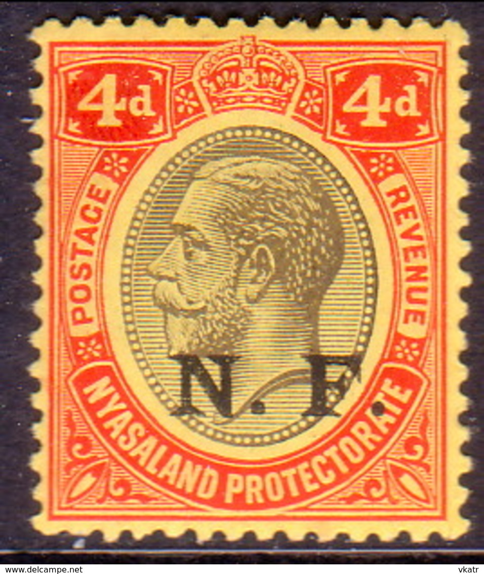 TANGANYIKA 1916 SG #N4 4d MNH CV £50 Nyasaland Stamp Optd N.F. (Nyassa Forces) - Tanganyika (...-1932)