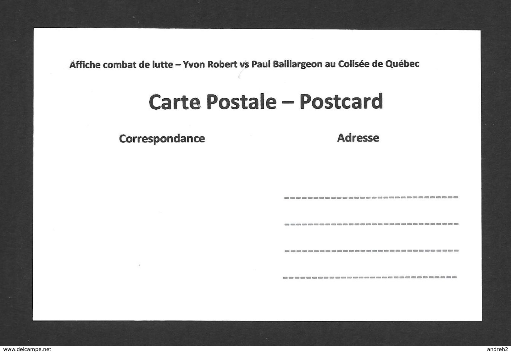 SPORTS - HALTÉROPHILIE - LUTTEUR - AFFICHE COMBAT DE LUTTE YVON ROBERT Vs PAUL BAILLARGEON AU COLISÉE DE QUÉBEC - Weightlifting