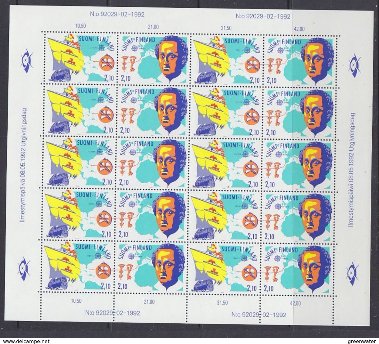 Europa Cept 1992 Finland 2v In 1 Sheetlet  ** Mnh (F6873) - 1992