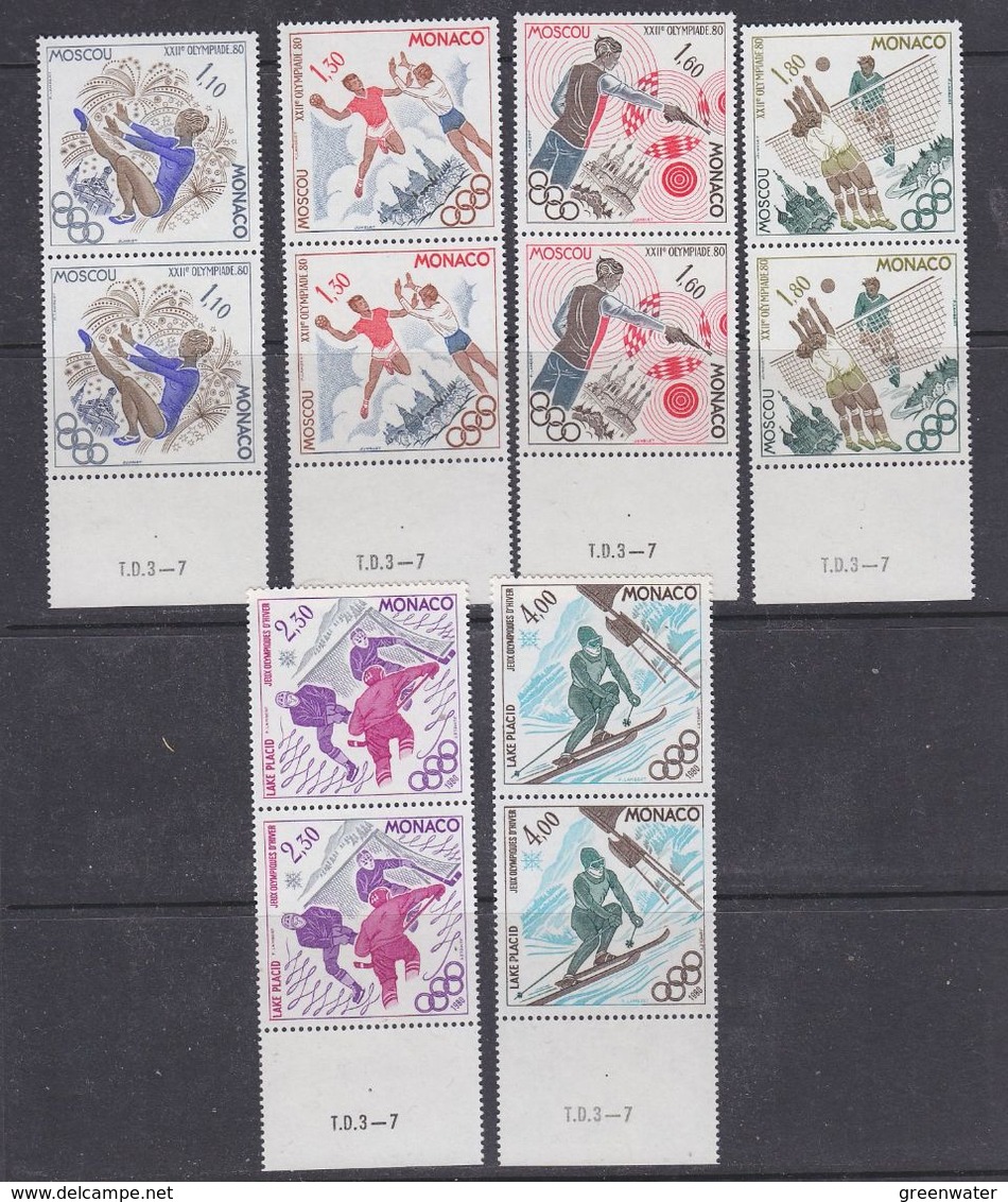 Monaco 1980 Olympic Wintergames 6v (pair) ** Mnh (37458) - Unused Stamps