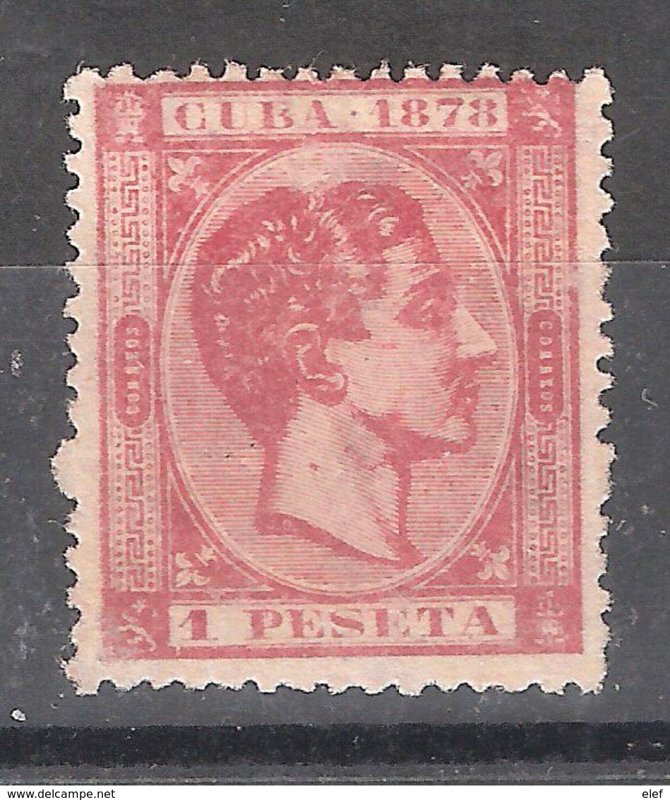 CUBA, 1878 Colonia Espanola , Yvert N° 27 , 1 PESETA Carmin , VARIETE Perforation / Perf VARIETY , Neuf * / MH TB - Kuba (1874-1898)
