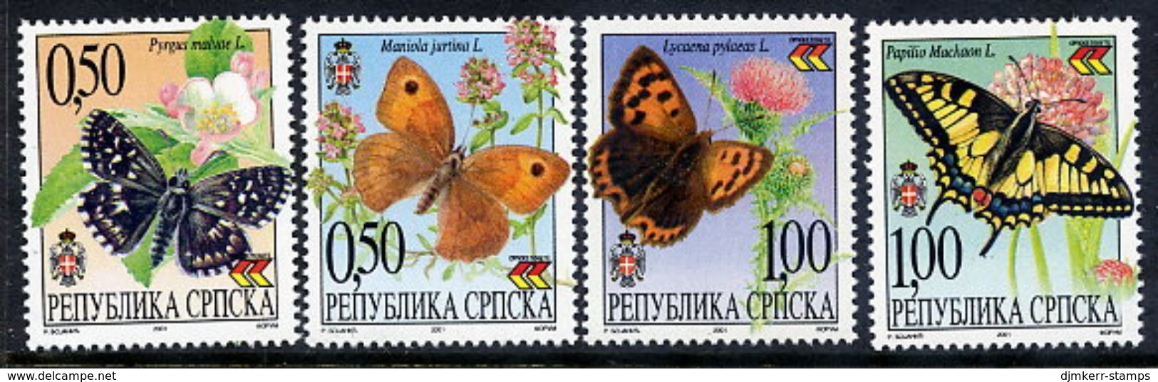 BOSNIAN SERB REPUBLIC 2001 Butterflies MNH / **.  Michel 202-05 - Bosnië En Herzegovina