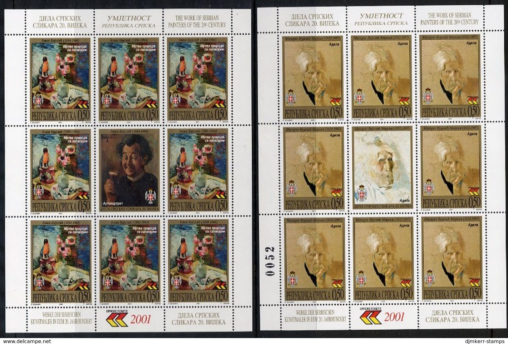 BOSNIAN SERB REPUBLIC 2001 Paintings Sheetlets MNH / **.  Michel 224-27 Kb - Bosnie-Herzegovine