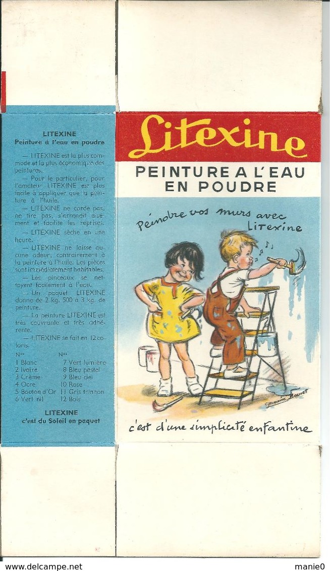 GERMAINE BOURET - PUB POUR LITEXINE - BOITE D'EMBALLAGE POUR PEINTURE A L'EAU EN POUDRE - Bouret, Germaine