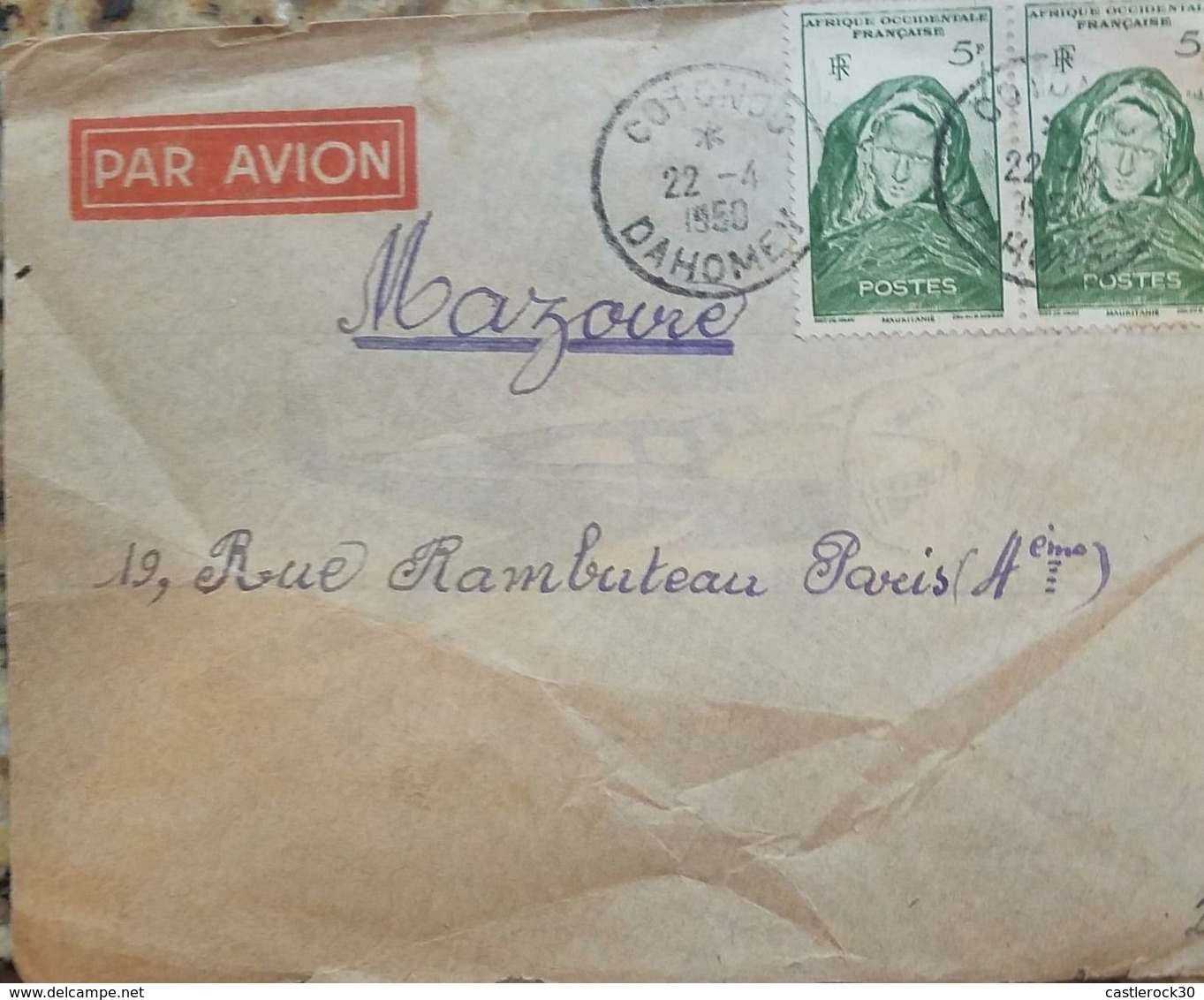 L) 1950 FRENCH WEST AFRICA, GREEN, 5F, WOMEN OF MAURITANIA, CIRCULATED COVER FROM FRENCH WEST AFRICA TO PARIS, AIR MAIL - Africa (Other)