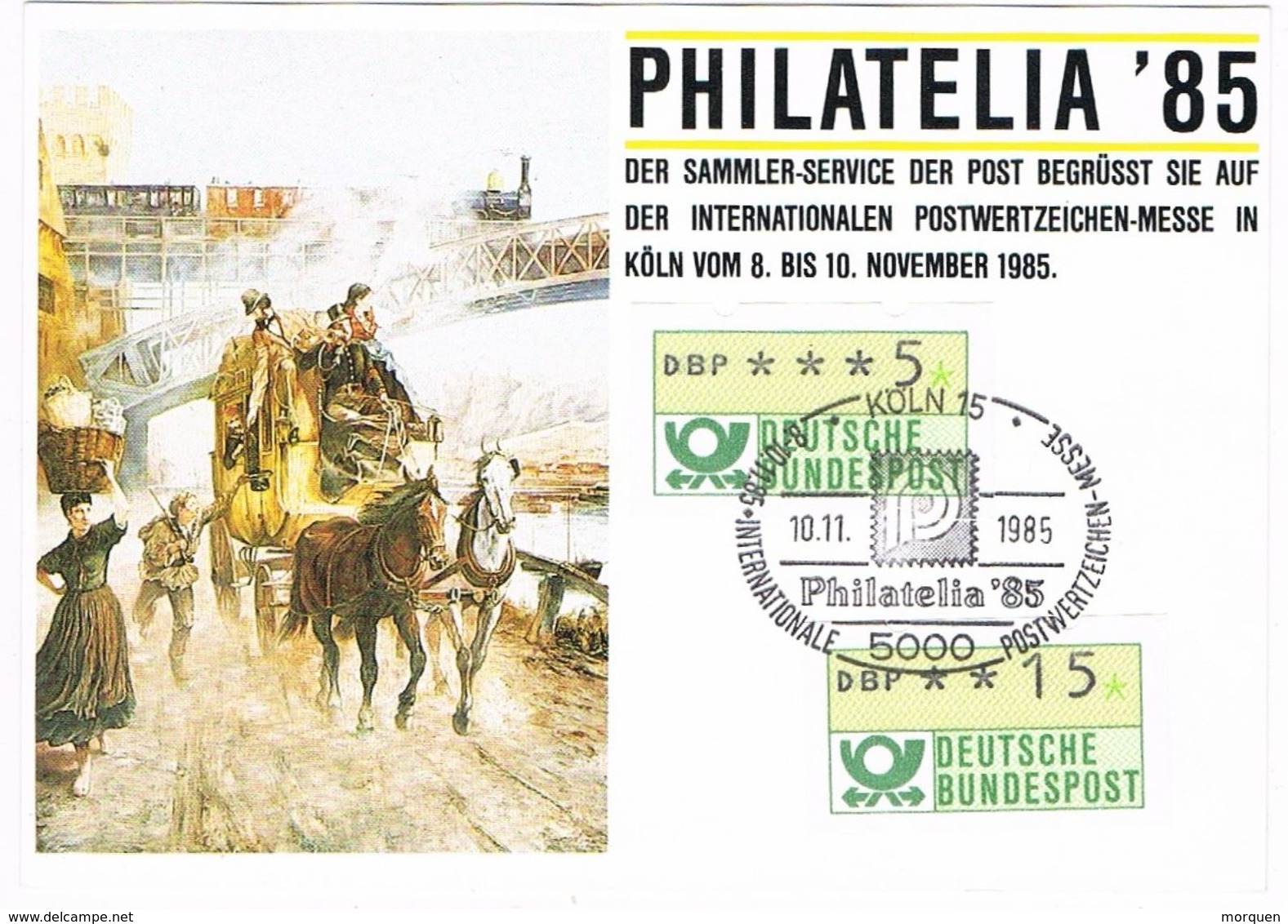 27374. Tarjeta KOLN (Alemania Federal) 1985. Philatelia 85. Post Service - Cartas & Documentos