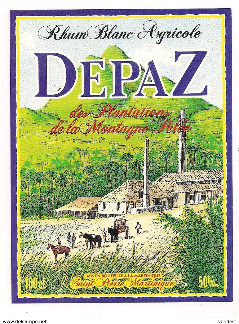 Etiquette   RHUM  Blanc Agricole DEPAZ - Plantations Montagne Pelée - 50° 100cl - MARTINIQUE - - Rhum