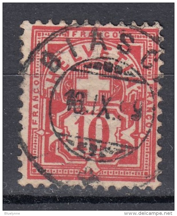 Schweiz 10 C Kreuz Wertschild 1882 -  "Biasg.." Zentrisch 2 Kreis O - Usati