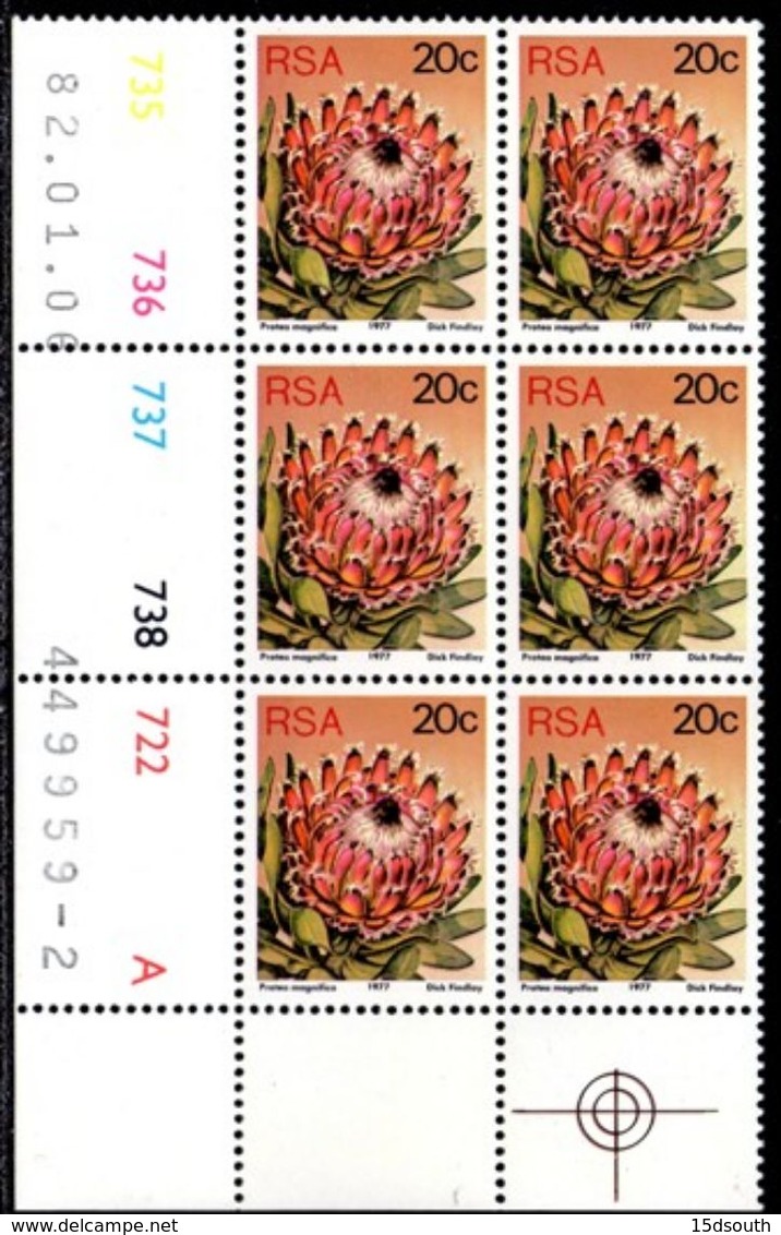 South Africa - 1982 Proteas 20c Perf 14 Control Block Pane A (**) (1982.01.06) - Blocs-feuillets