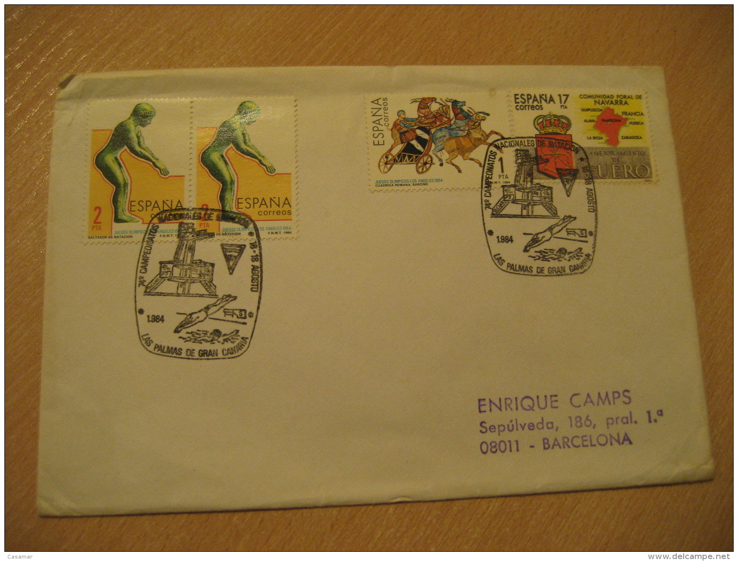 LAS PALMAS DE GRAN CANARIA 1984 DIVING Spain Championships Trampolin Saut Jump Swimming Cancel Cover Canarias SPAIN - Plongée