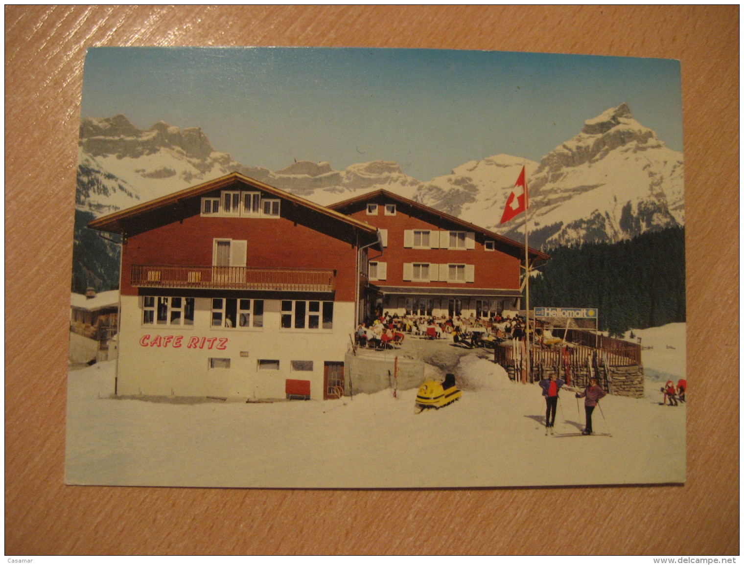 ENGELBERG 1974 DIVING Trampolin Saut Jump Swimming Cancel Post Card Restaurant Gerschnialp SWITZERLAND - Plongée