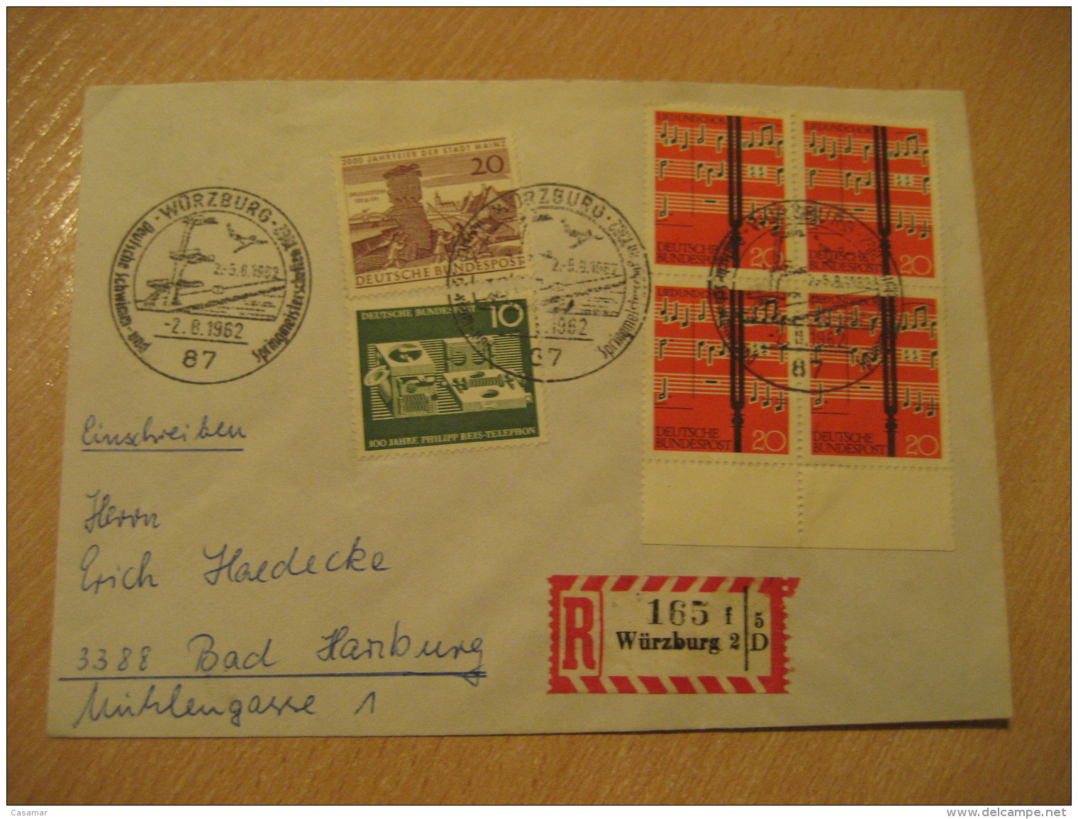 WURZBURG 1962 DIVING Trampolin Saut Jump Swimming Cancel Registered Cover GERMANY - Duiken