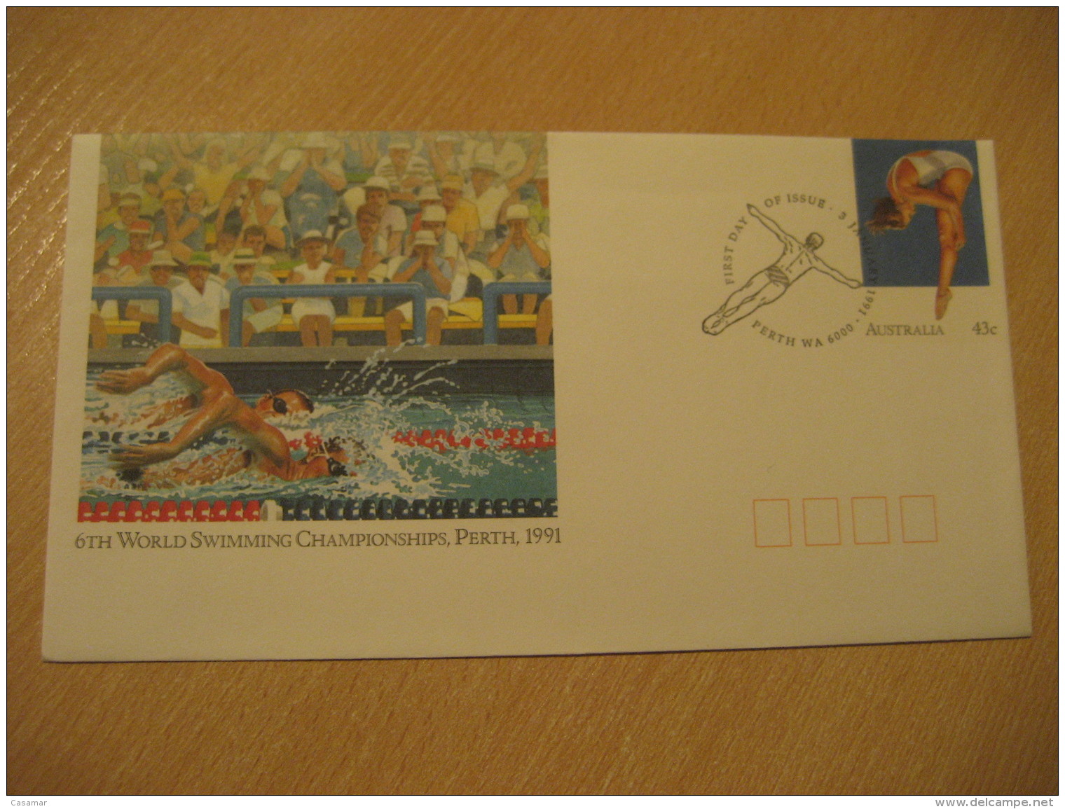 PERTH 1991 DIVING Trampolin Saut Jump Swimming Cancel Postal Stationery Cover AUSTRALIA - Plongée