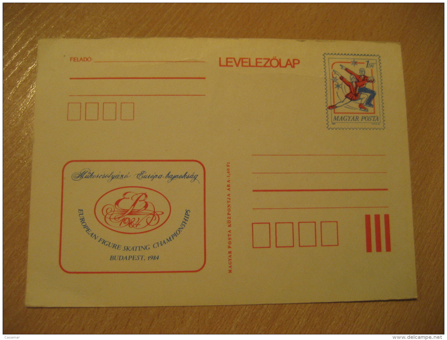 BUDAPEST 1984 Ice Figure Skating Patinage Artistique Sur Glace Postal Stationery Card HUNGARY - Figure Skating