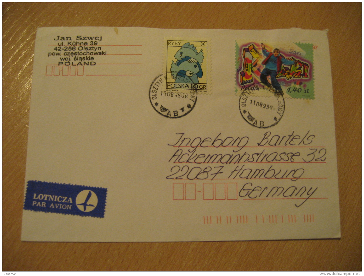 OLSZTYN POW. CZESTOCHOWSKI 1999 Skateboard Skating Patinage Stamp On Cover POLAND - Skateboard