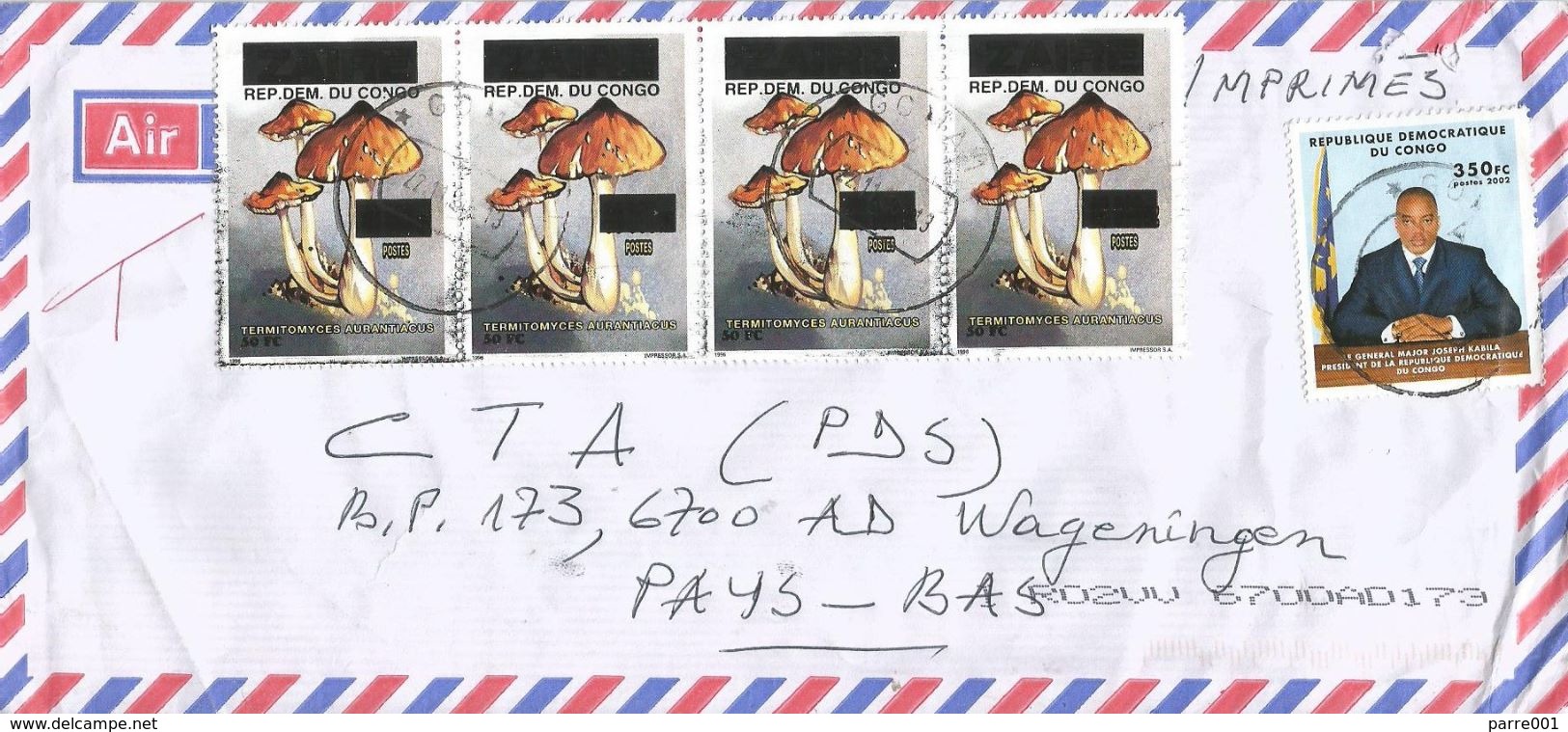 DRC Congo 2013 Goma 1 Mushroom 50FC Overprint President Kabila 350FC Cover - Usati