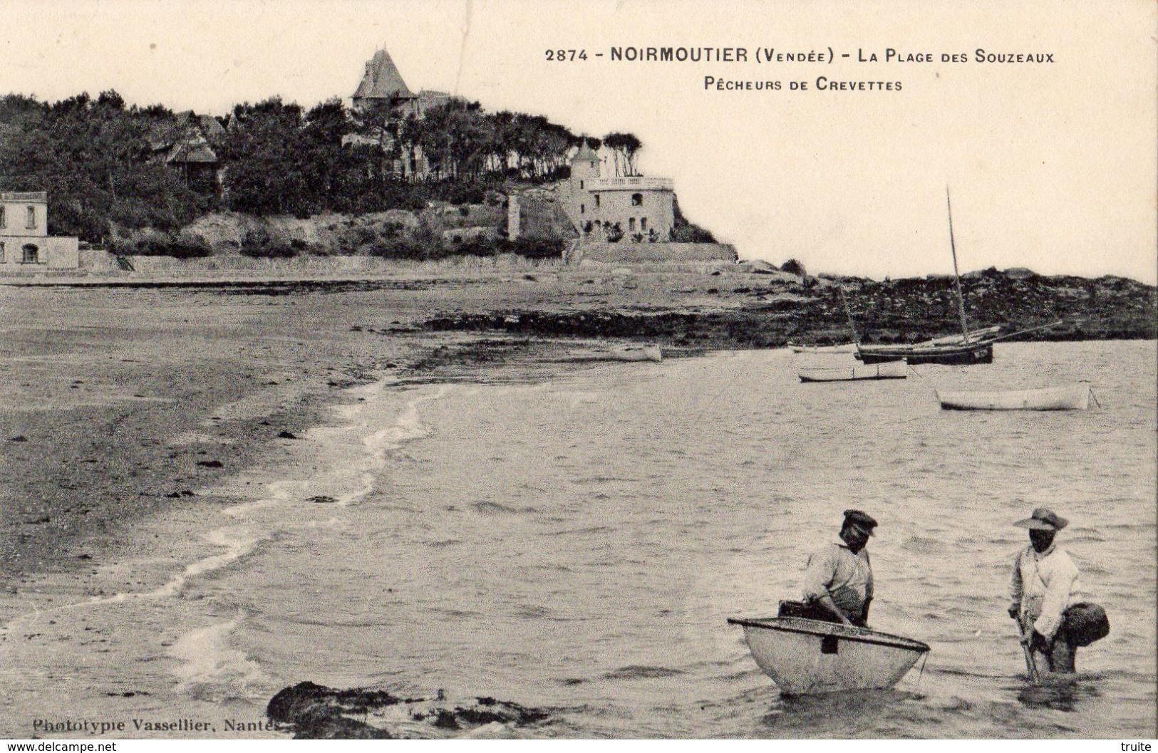 NOIRMOUTIER LA PLAGE DES SOUZEAUX PECHEURS DE CREVETTES - Noirmoutier