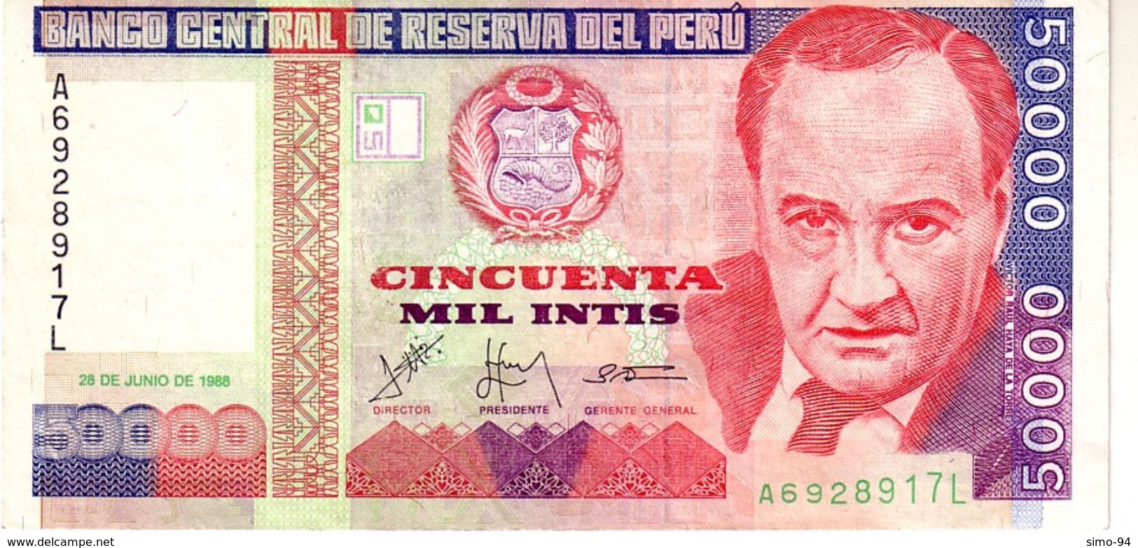 Peru P.142  50000 Intis 1988 Unc - Perù