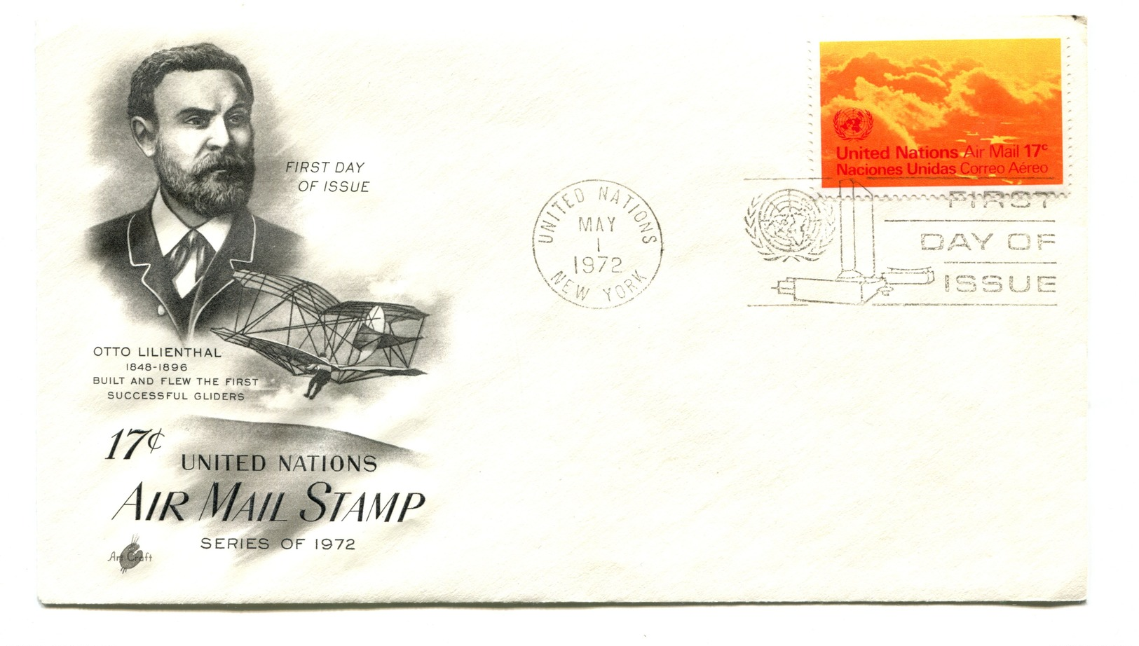 1972 United Nations Air Mail 17c FDC - FDC