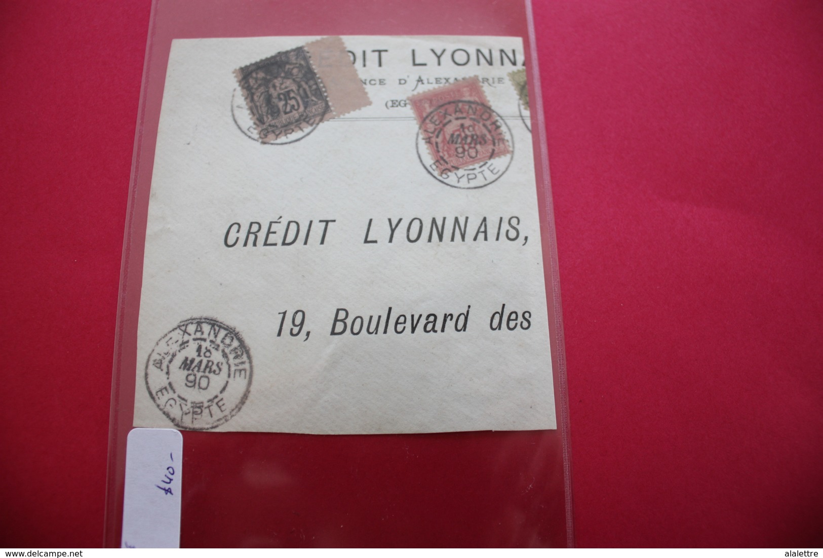 Type Sage X 2 Beaux Affranchissement Sur Fragments Alexandrie Egypte - Lettres & Documents