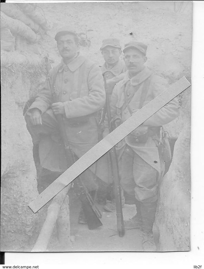 1915 Marne Ferme Et Hameau Des Marquises Soldats Français 115ème R.I Dans Une Tranchée De 1ère Ligne 1 Photo Ww1 14-18 - War, Military