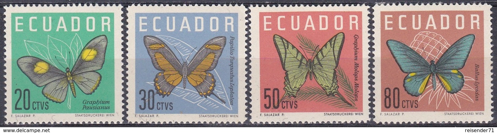 Ecuador 1961 Tiere Fauna Animals Schmetterlinge Butterflies Insekten Insects Papillon Mariposa Farfalle, Mi. 1070-3 ** - Ecuador