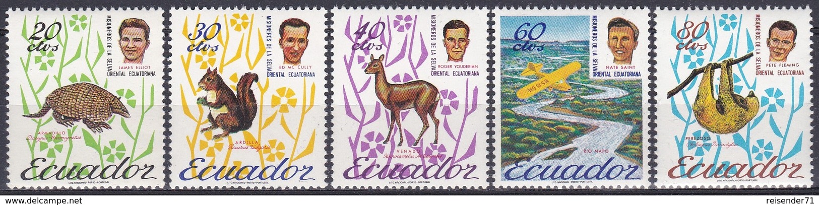 Ecuador 1965 Tiere Fauna Animals Religion Missionare Verkehr Transport Flugzeuge Aeroplanes Planes, Mi. 1162-6 ** - Ecuador