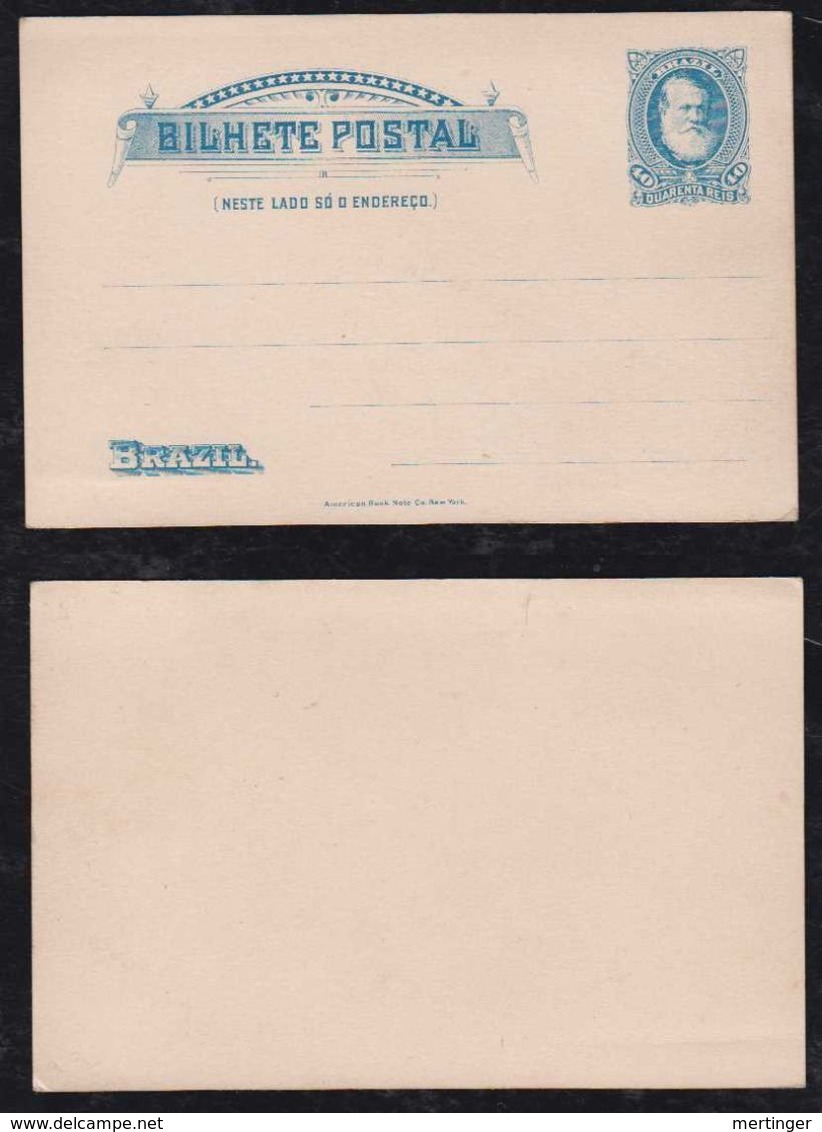 Brazil Brasil 1889 BP 15 40R Dom Pedro Stationery Card MNH - Entiers Postaux