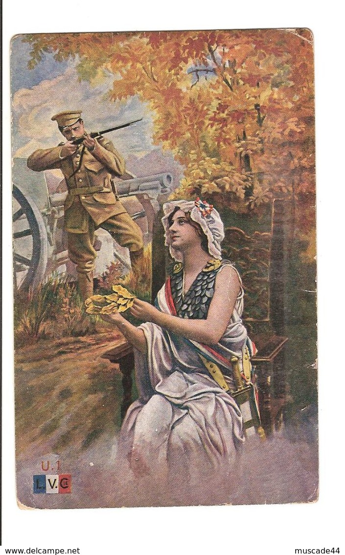 PATRIOTISME - SOLDAT EN ARME ET JEUNE FILLE - Patriotiques