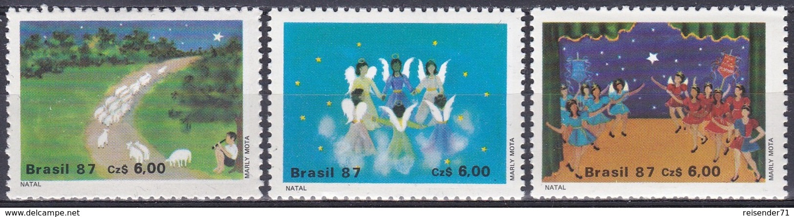 Brasilien Brasil 1987 Religion Christentum Weihnacht Christmas Noel Natale Hirten Engel Angel, Mi. 2233-5 ** - Ungebraucht