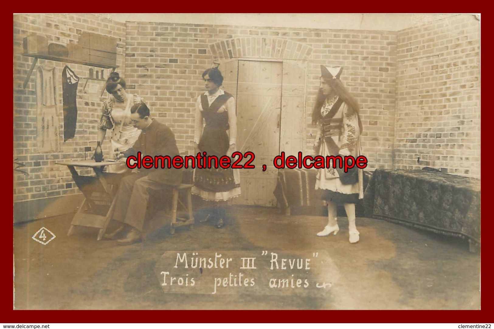 Munster , Carte Photo  , Camp Prisonniers , Théatre ,  Allemagne ,  Militaire , Guerre 1914 1918 Cachet Censuré - Munster