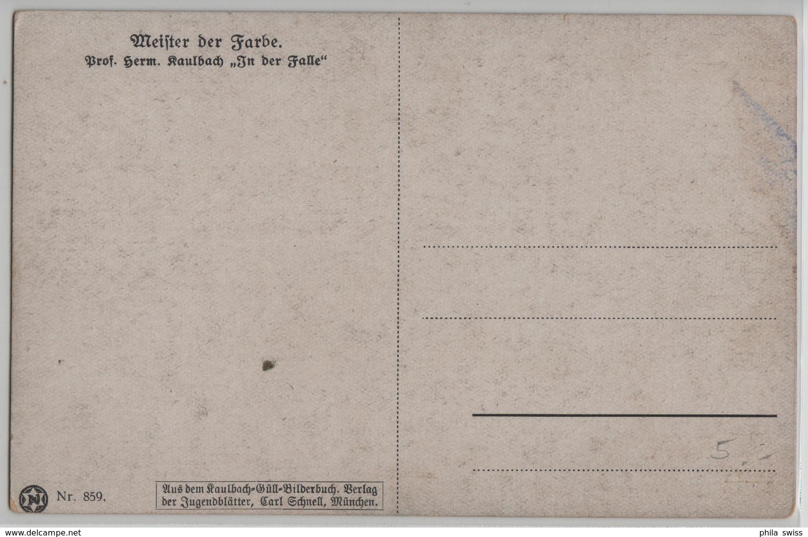 Meister Der Farbe Prof. Herm. Kaulbach No. 859 - In Der Falle - Maus Mouse Souris - Kaulbach, Hermann