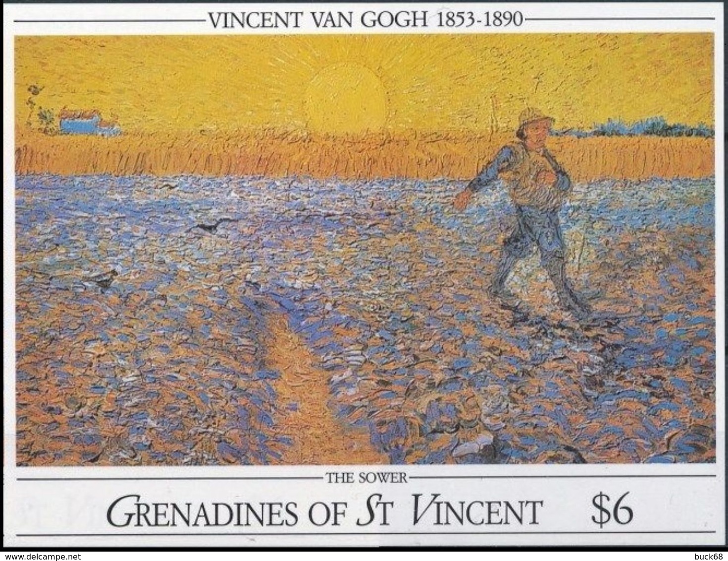 SAINT-VINCENT Grenadines Bloc 66 ** MNH Tableau Peintre Painter Mahler Van Gogh : Le Semeur  The Sower - St.Vincent & Grenadines