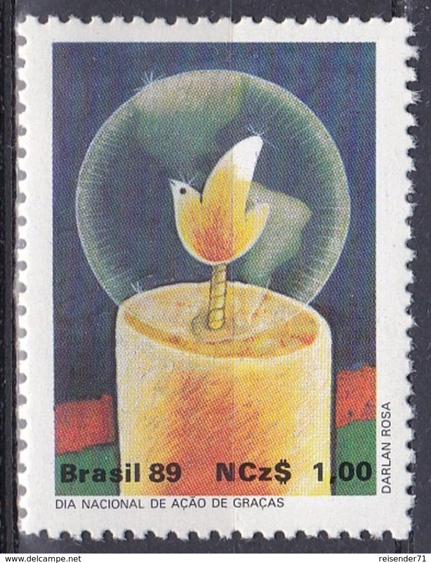 Brasilien Brasil 1989 Brauchtum Erntedankfest Thanksgiving Kerze Candle Friedenstaube Taube Dove, Mi. 2334 ** - Ungebraucht