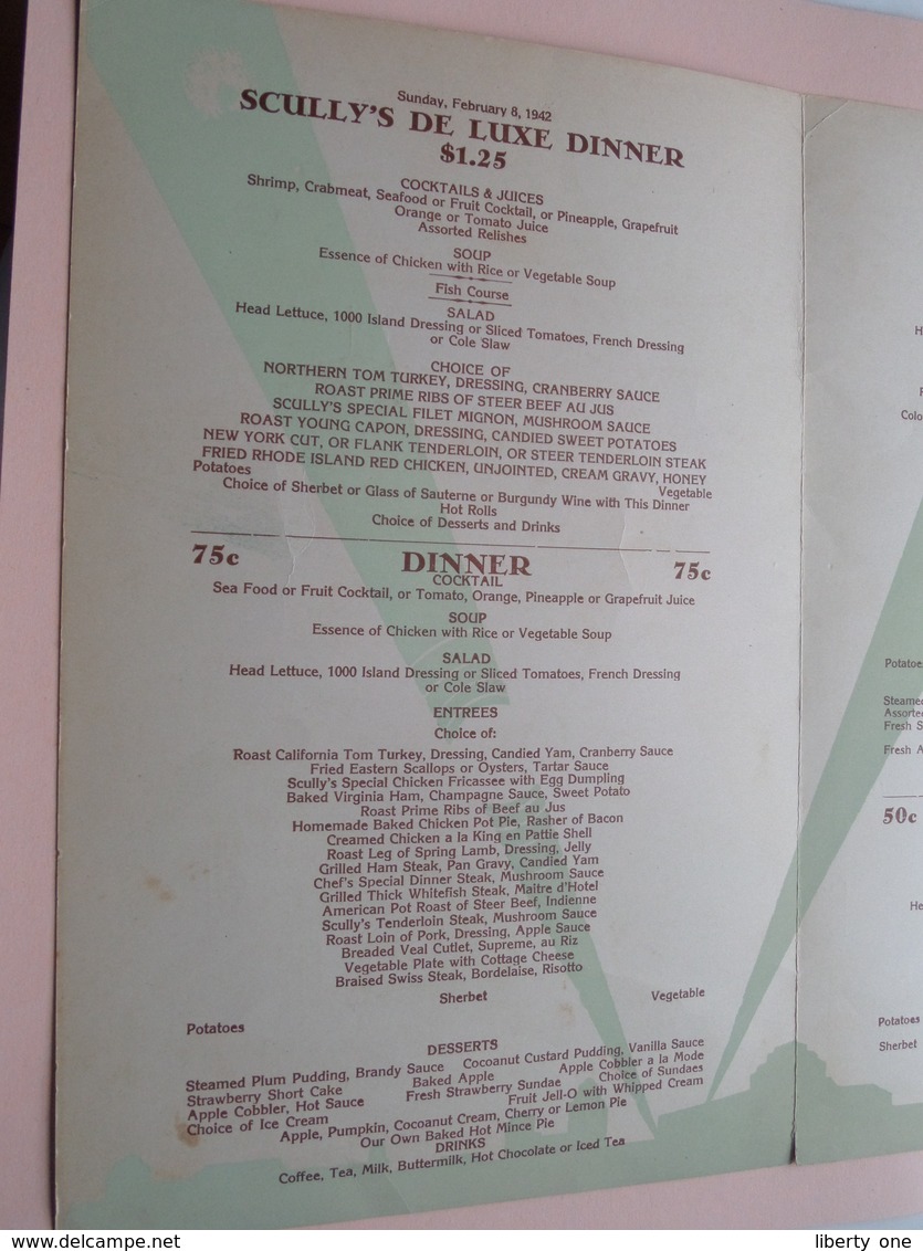 SCULLY'S Menu Forty Eight And CRENSHAW Boulevard ( LOS ANGELES CA ) 1942 ( Zie Foto's ) California U.S.A. ! - Menus