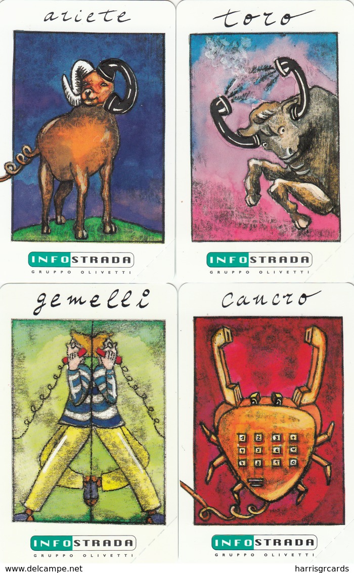 ITALY - Zodiac Set Of 12, Infostrada Telecards, Tirage 20000, Mint - Zodiaque