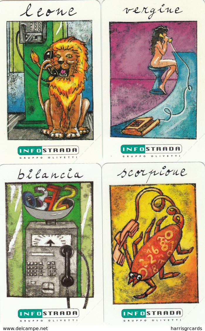 ITALY - Zodiac Set Of 12, Infostrada Telecards, Tirage 20000, Mint - Zodiaque