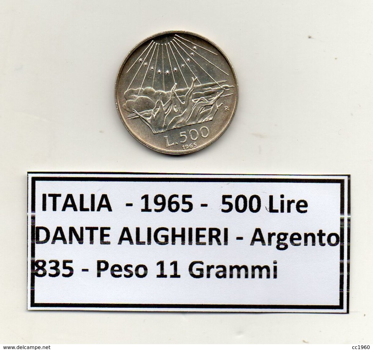 ITALIA - 1965 - 500 Lire Dante Alighieri - Argento 835 - Peso 11 Grammi - (MW1088) - 500 Lire