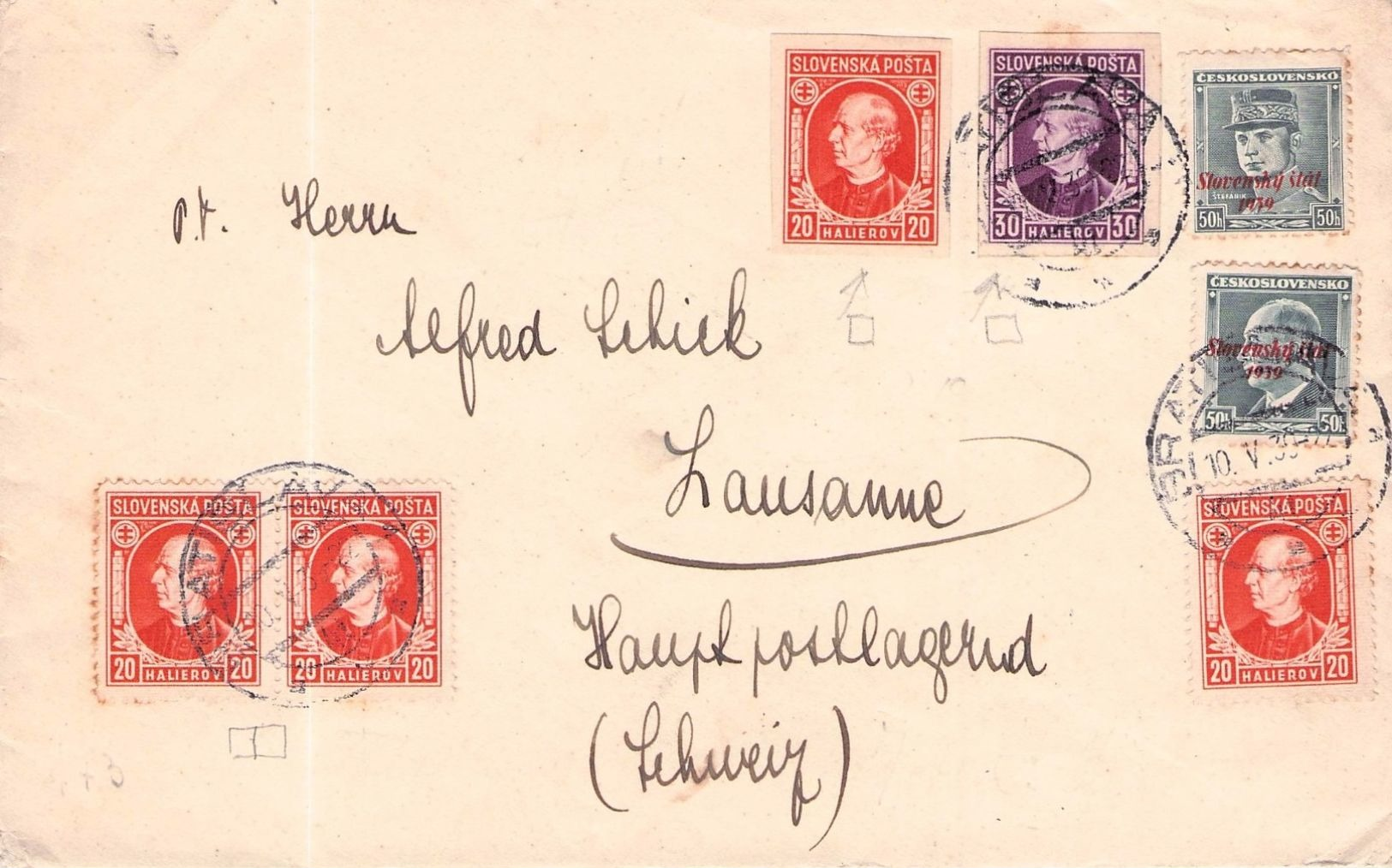 SLOWAKEI - LETTER 1939 BRATISLAVA -> LAUSANNE - Storia Postale