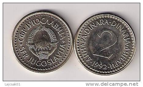 Yugoslavia 2 Dinara 1992. AUNC KM#143 Rare Year - Jugoslavia